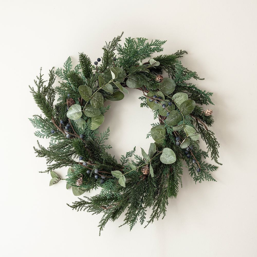 Frosted Berry and Pinecone Garland and Wreath