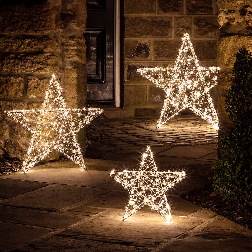 Lot de 3 Étoiles Lumineuses d'Extérieur à Micro LED