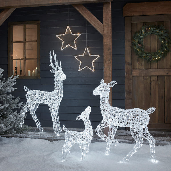 Lot de 2 rennes de Noël lumineux de 1,8 m Rudolf - Grand cerf - Décoration  festive de luxe pour intérieur ou extérieur - Renne - XL