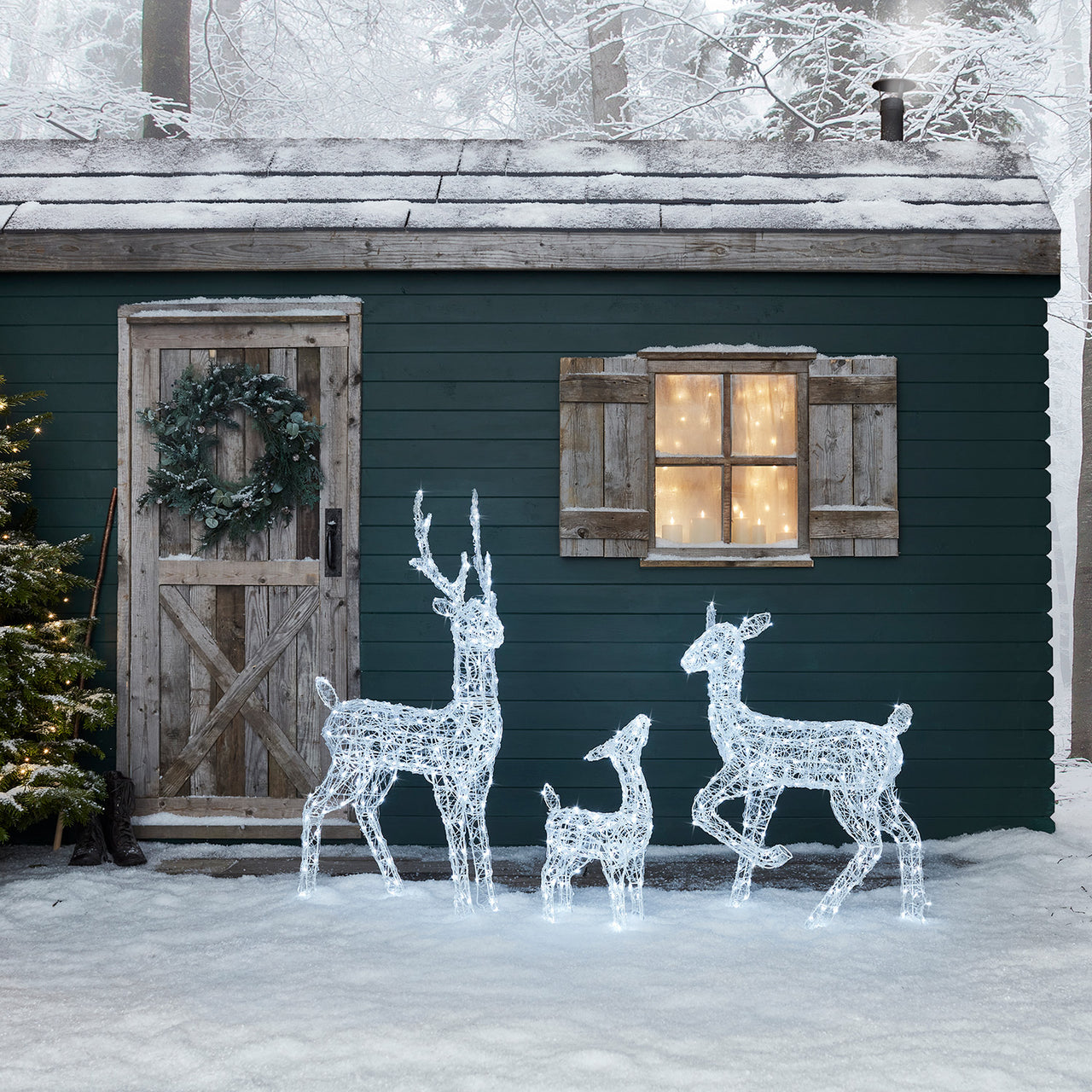 Famille de rennes lumineux led en fil de côtons-Deco Lumineuse