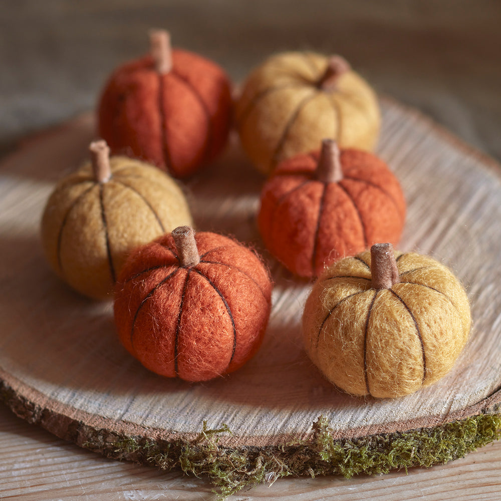 Déco d'Automne 6 Citrouilles en Laine