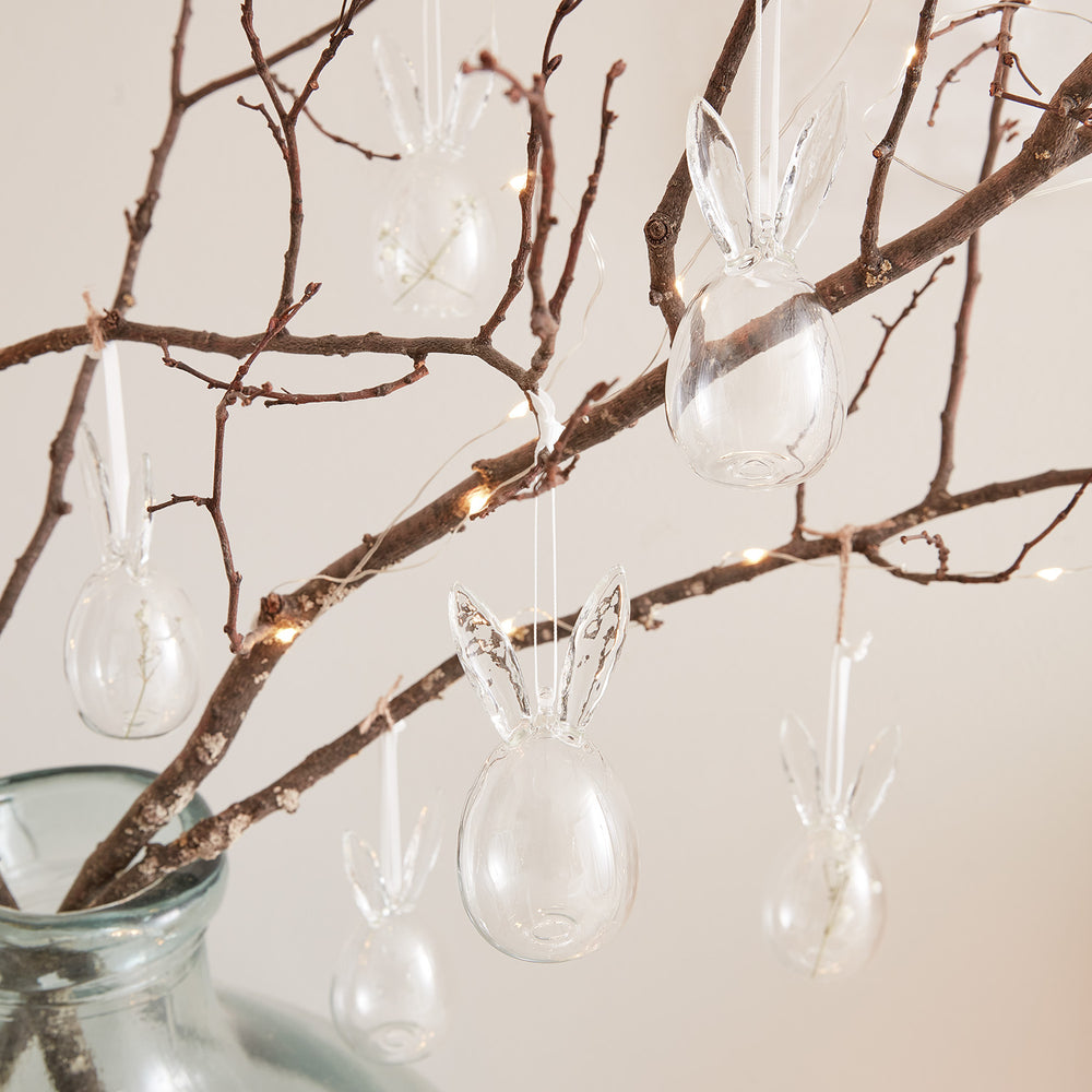 6 Œufs de Pâques aux Oreilles de Lapin en Verre Transparent