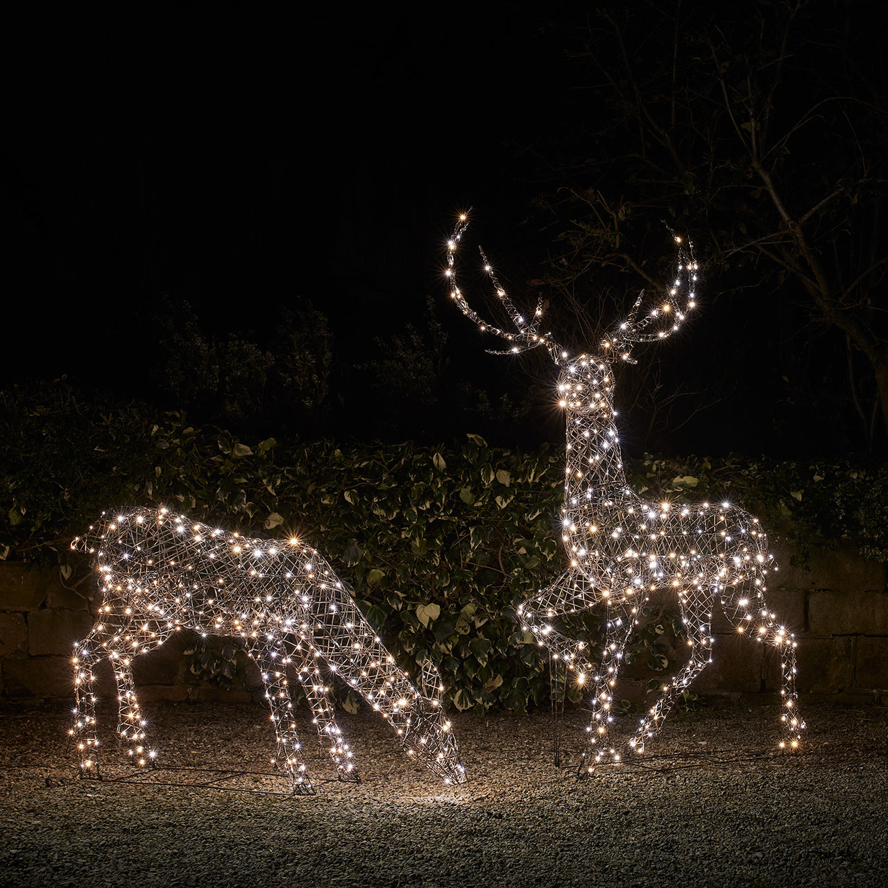 Duo de Grands Rennes de Noël Studley en Rotin