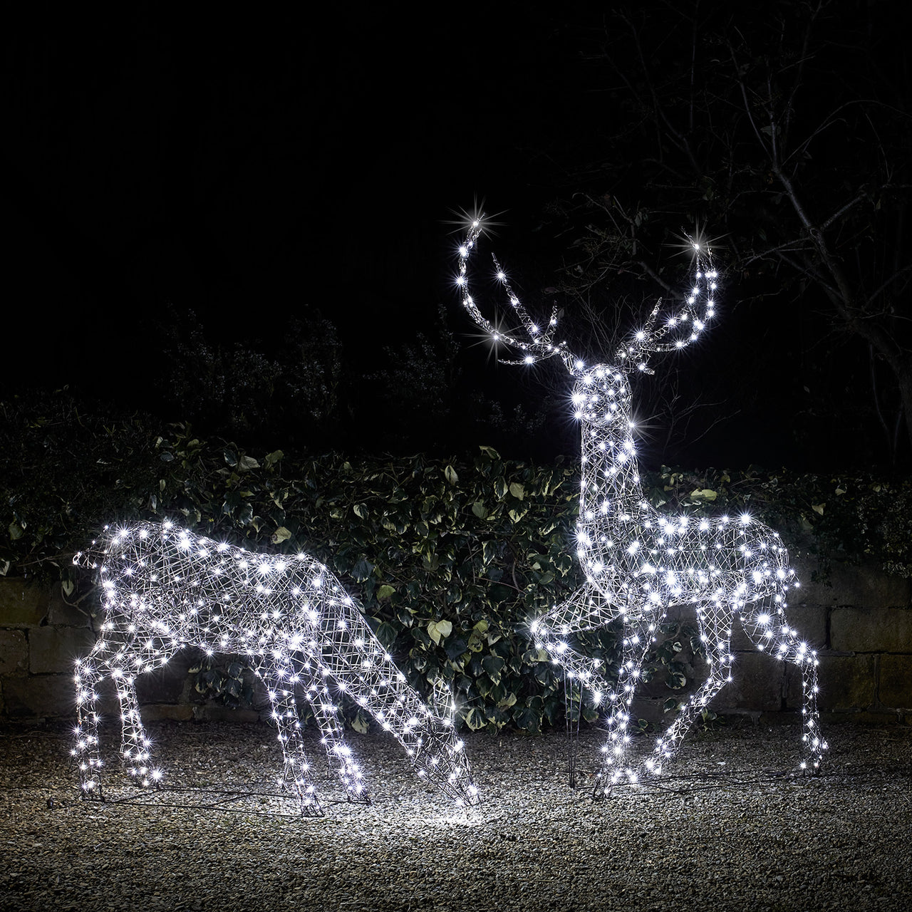 Duo de Grands Rennes de Noël Studley en Rotin
