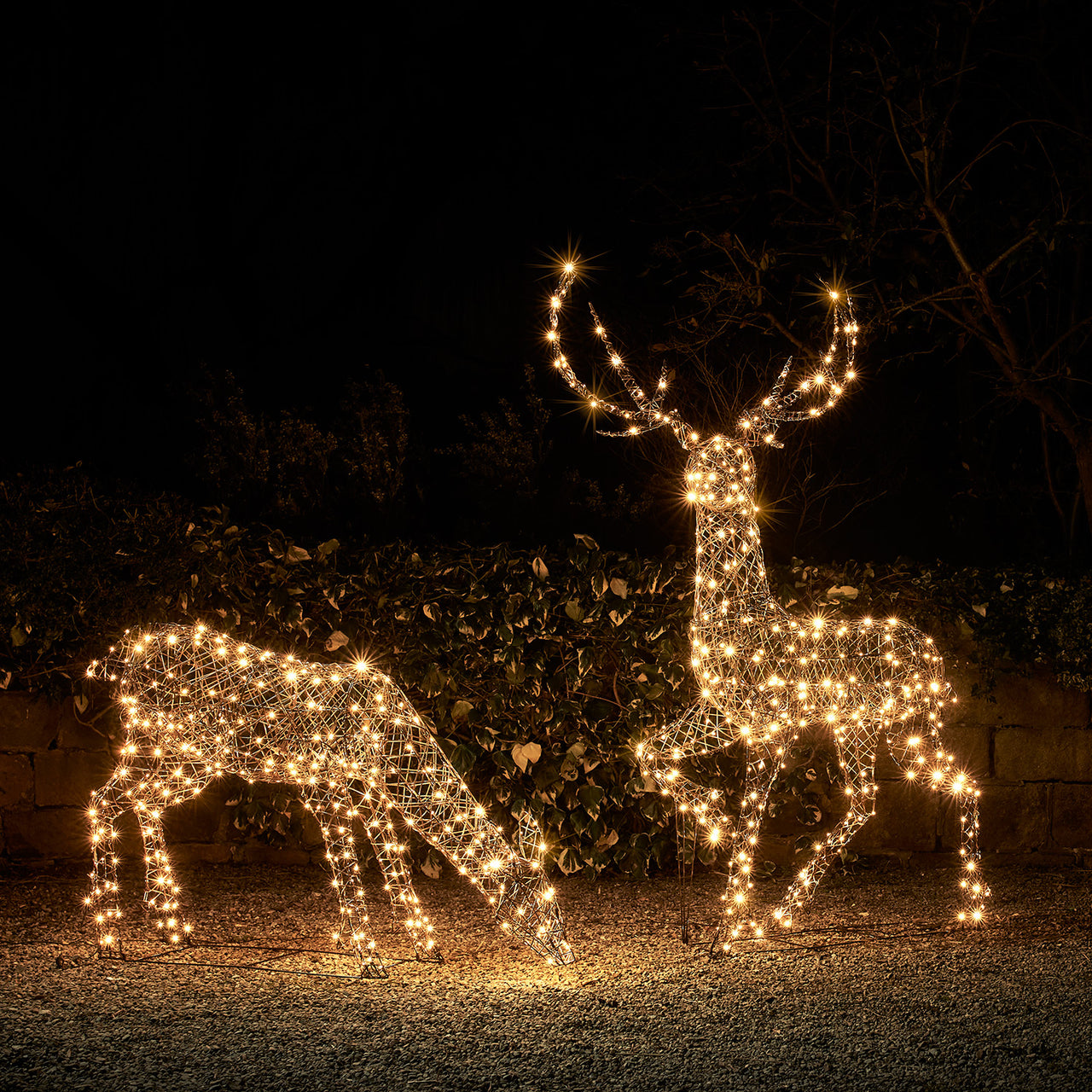 Duo de Grands Rennes de Noël Studley en Rotin
