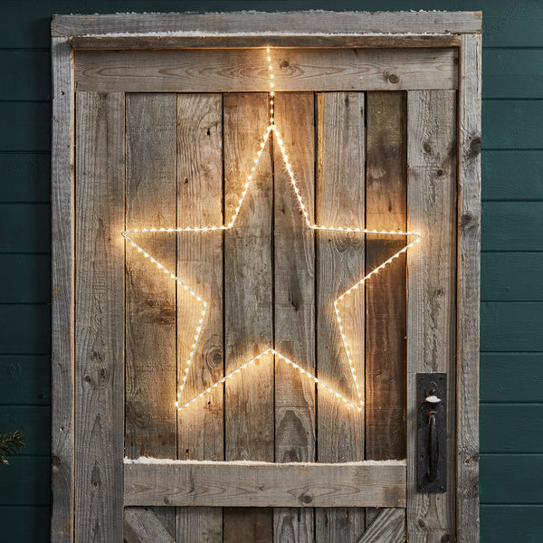 Déco Étoile Lumineuse De Noël 58cm 176 LED Blanc Chaud - Suspension Extérieur Avec Minuterie - Lights4fun
