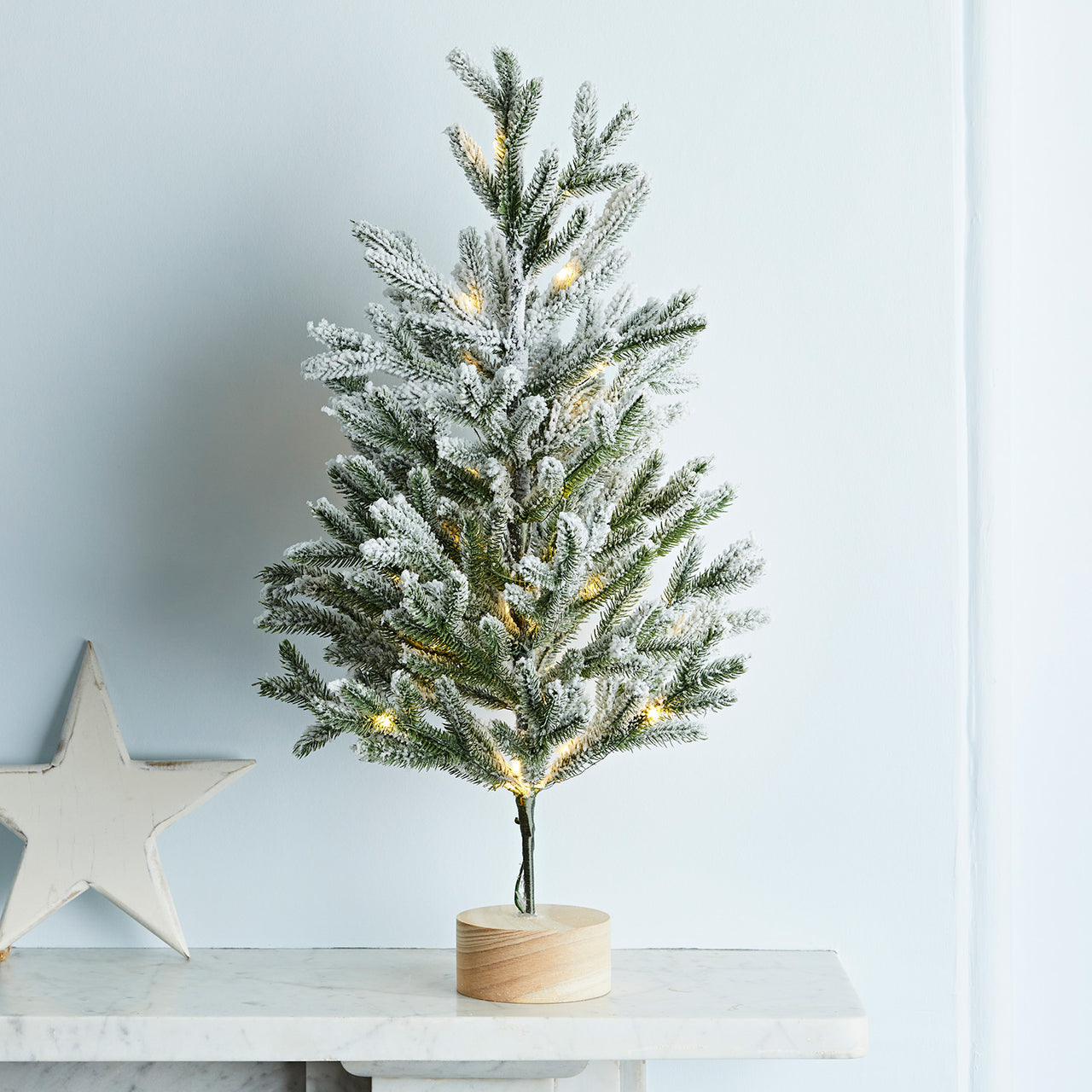 Duo de Minis Sapins Artificiels Lumineux Enneigés