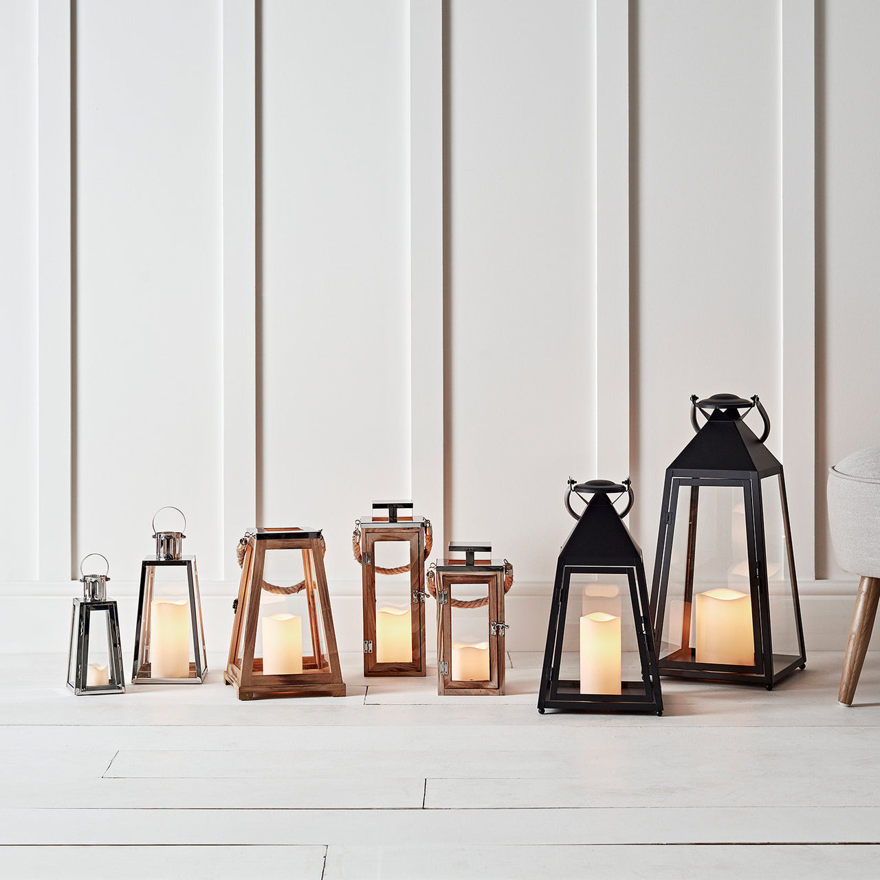 Lanterne Salcombe en Bois à Bougie LED