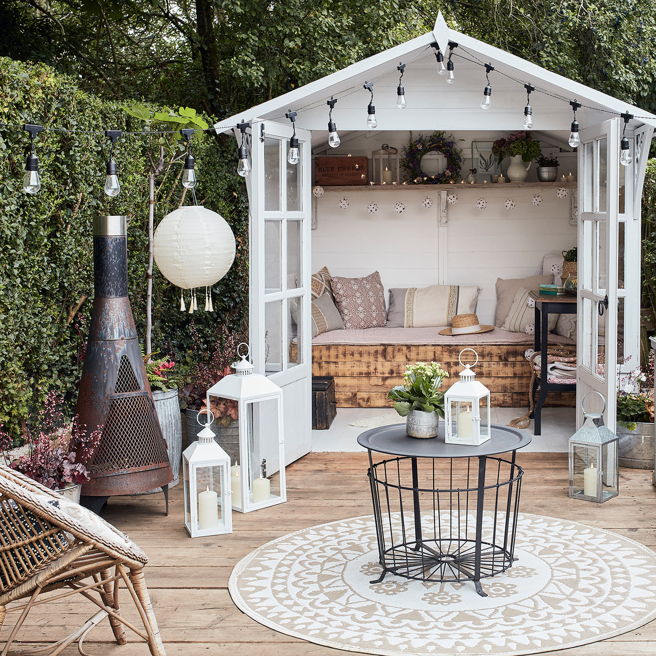 Grande Lanterne Extérieure Blanche Arcachon avec Bougies TruGlow® et Télécommande