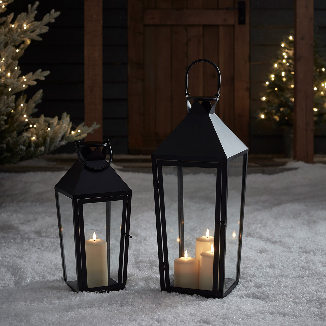 Lanterne Extérieure Noire Cairns avec Bougie TruGlow®
