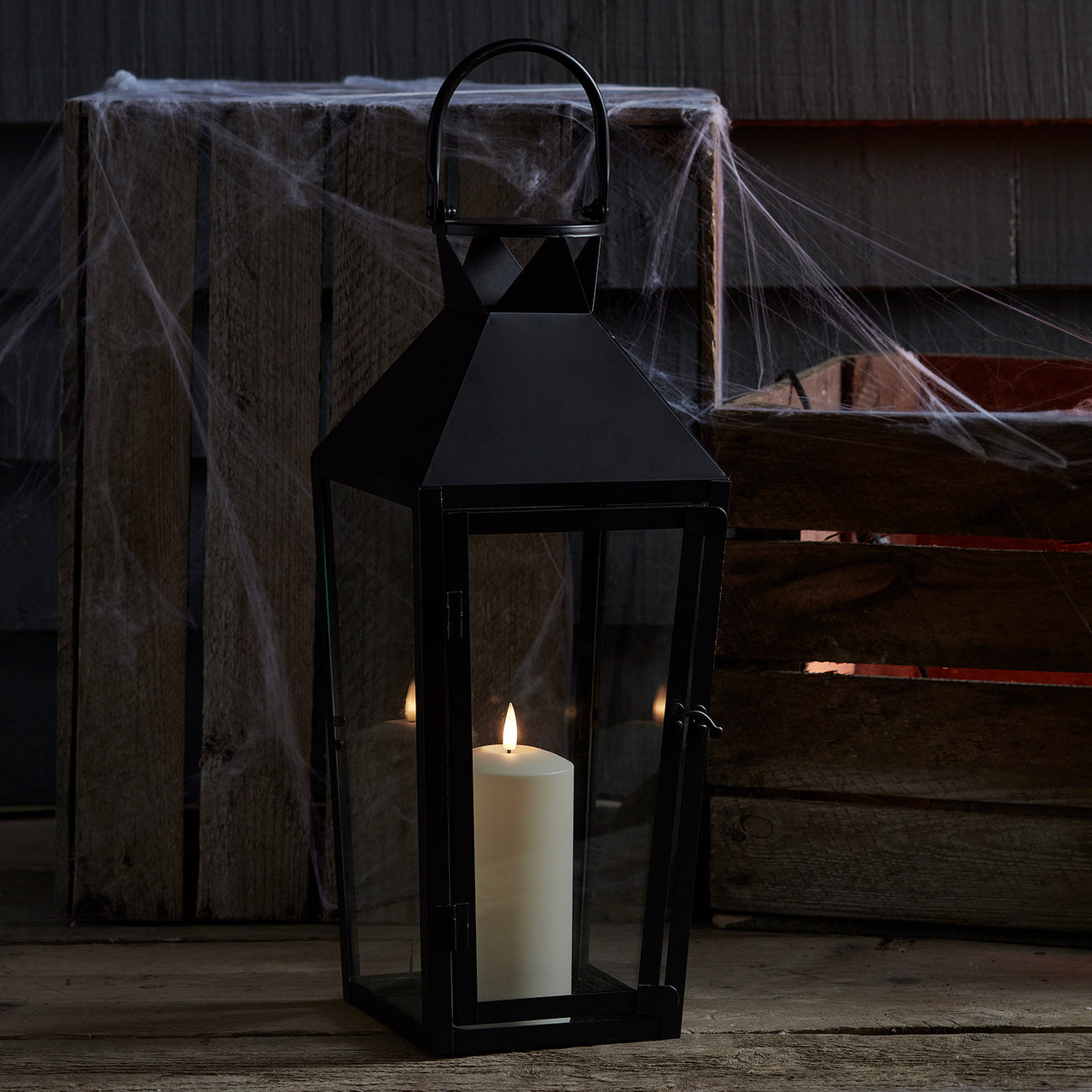 Lanterne Extérieure Noire Cairns avec Bougie TruGlow®