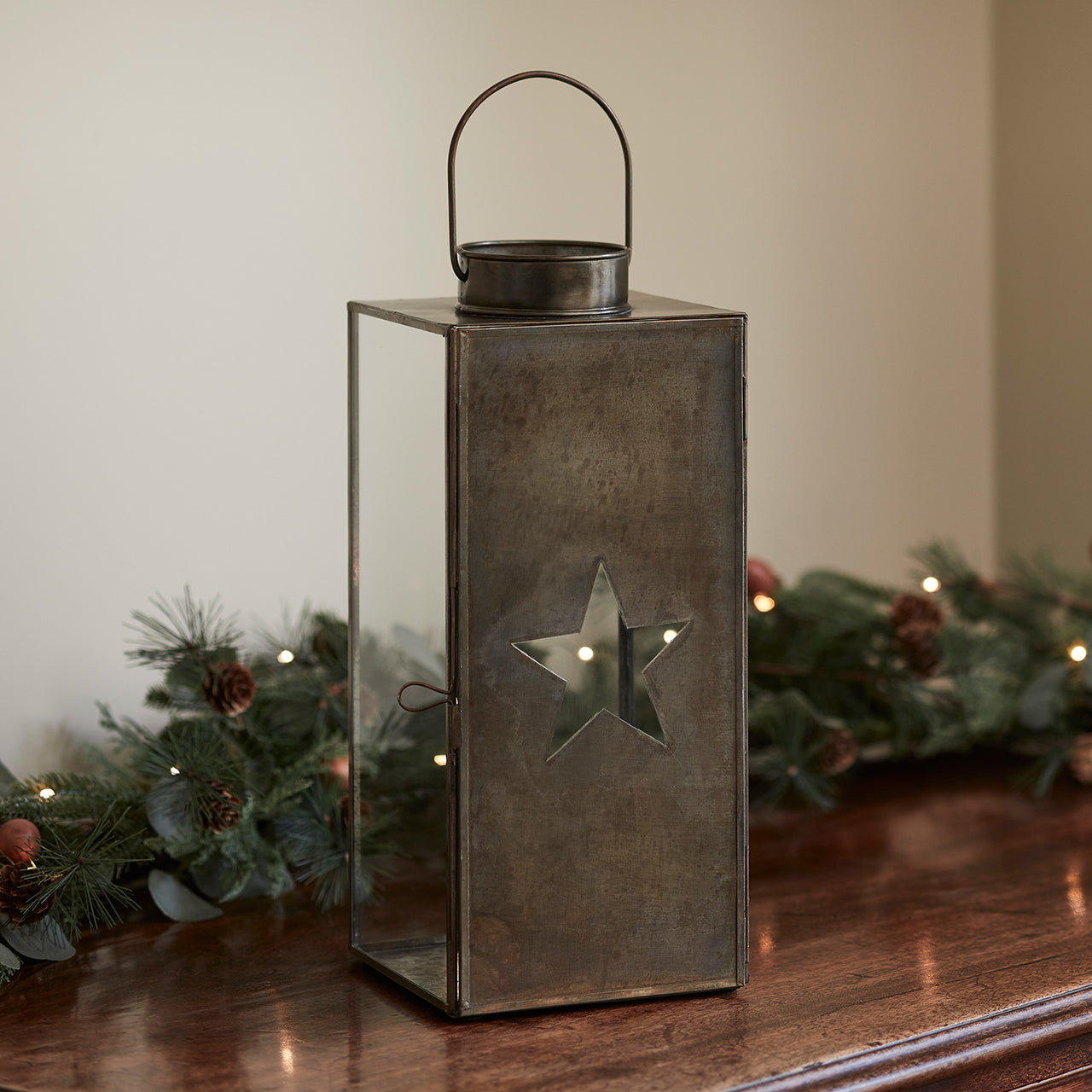 Duo de Lanternes Étoilées en Verre et Métal Cuivré