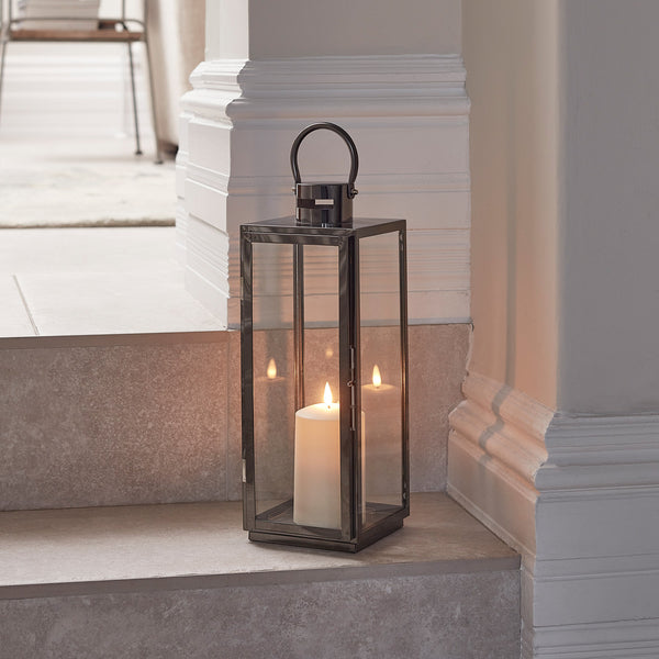 Lanterne Déco En Bois 42cm Avec Bougie LED TruGlow - Effet Flamme Vacillante - Minuterie 6h - Pour Intérieur