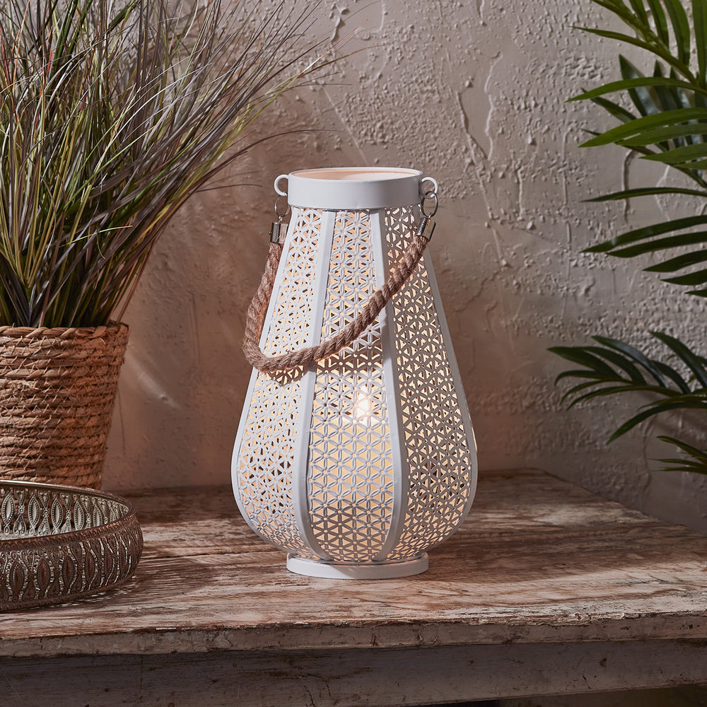 Lanterne de Jardin Pollensa Blanche avec Bougie TruGlow®