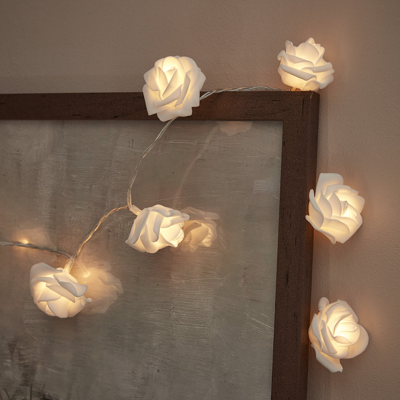 Guirlande Lumineuse à Piles 20 Roses LED Blanc Chaud