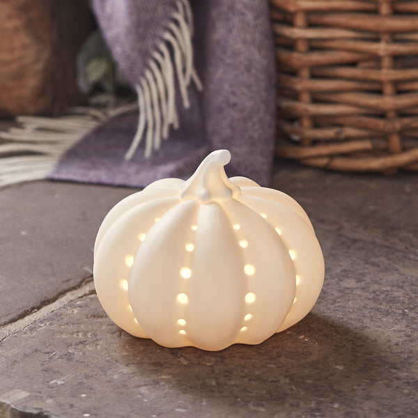 Lot de Citrouilles Lumineuses et Bougies de Décoration d'Halloween aux tons Neutres
