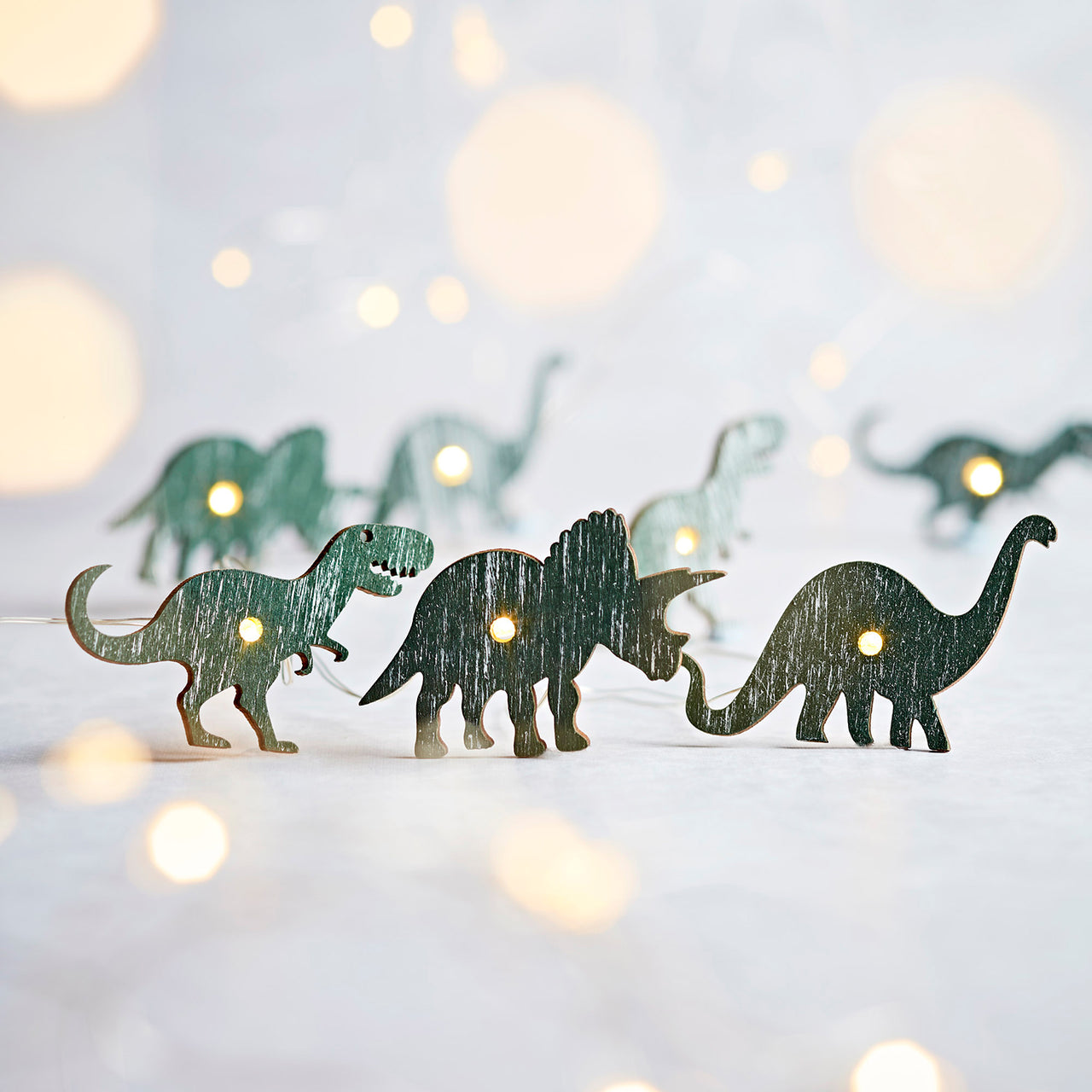 Guirlande Lumineuse 20 Dinosaures en Bois à Micro LED
