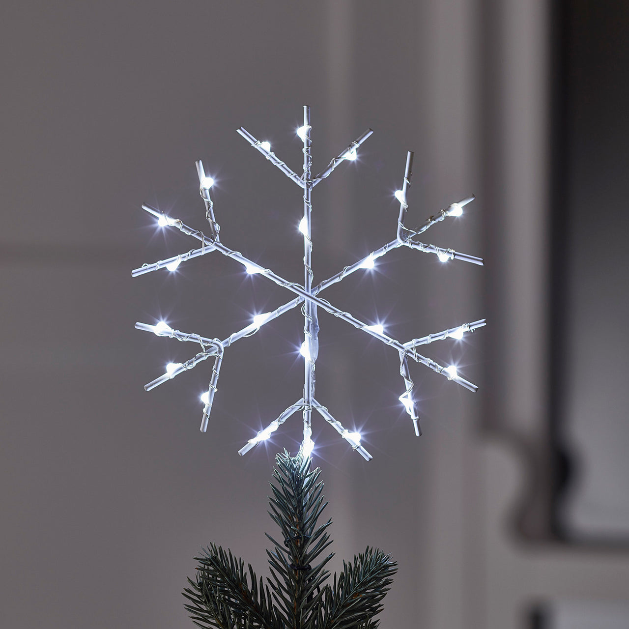 Cimier Arbre de Noël Flocon de Neige à Micro LED