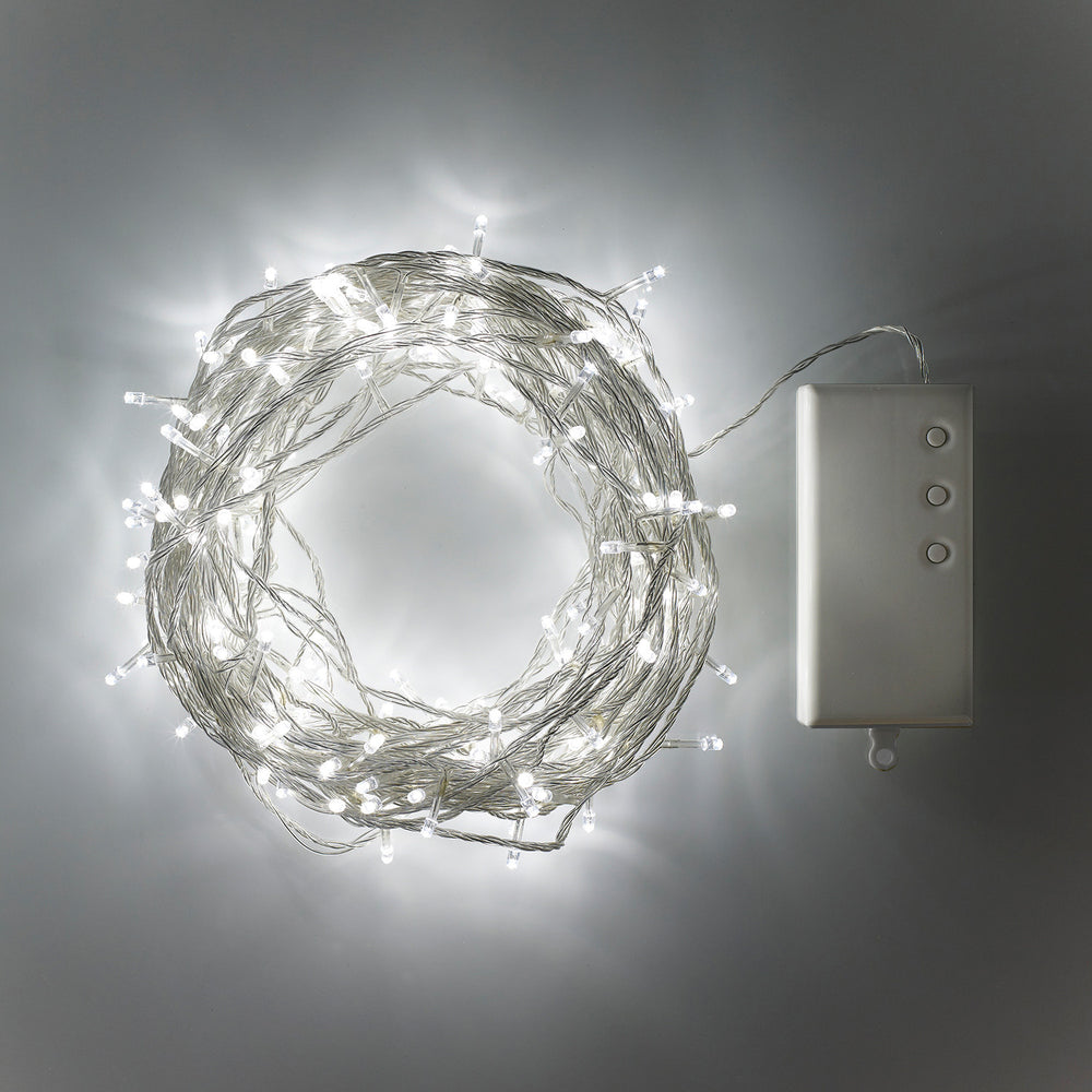 Guirlande Lumineuse à Piles 200 LED Blanches sur Câble Transparent