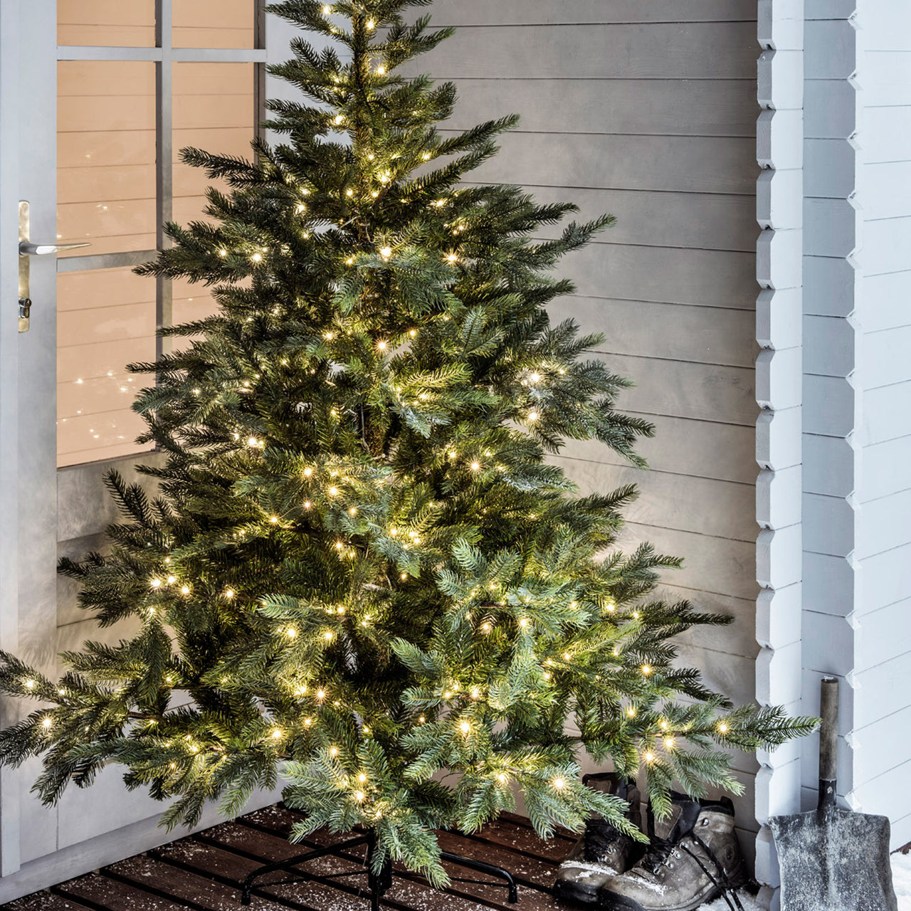 Guirlande Lumineuse à Piles 200 LED Blanc Chaud sur Câble Vert Foncé