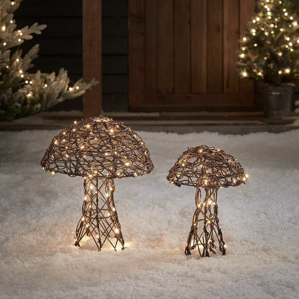 2 Champignons Lumineux en Rotin