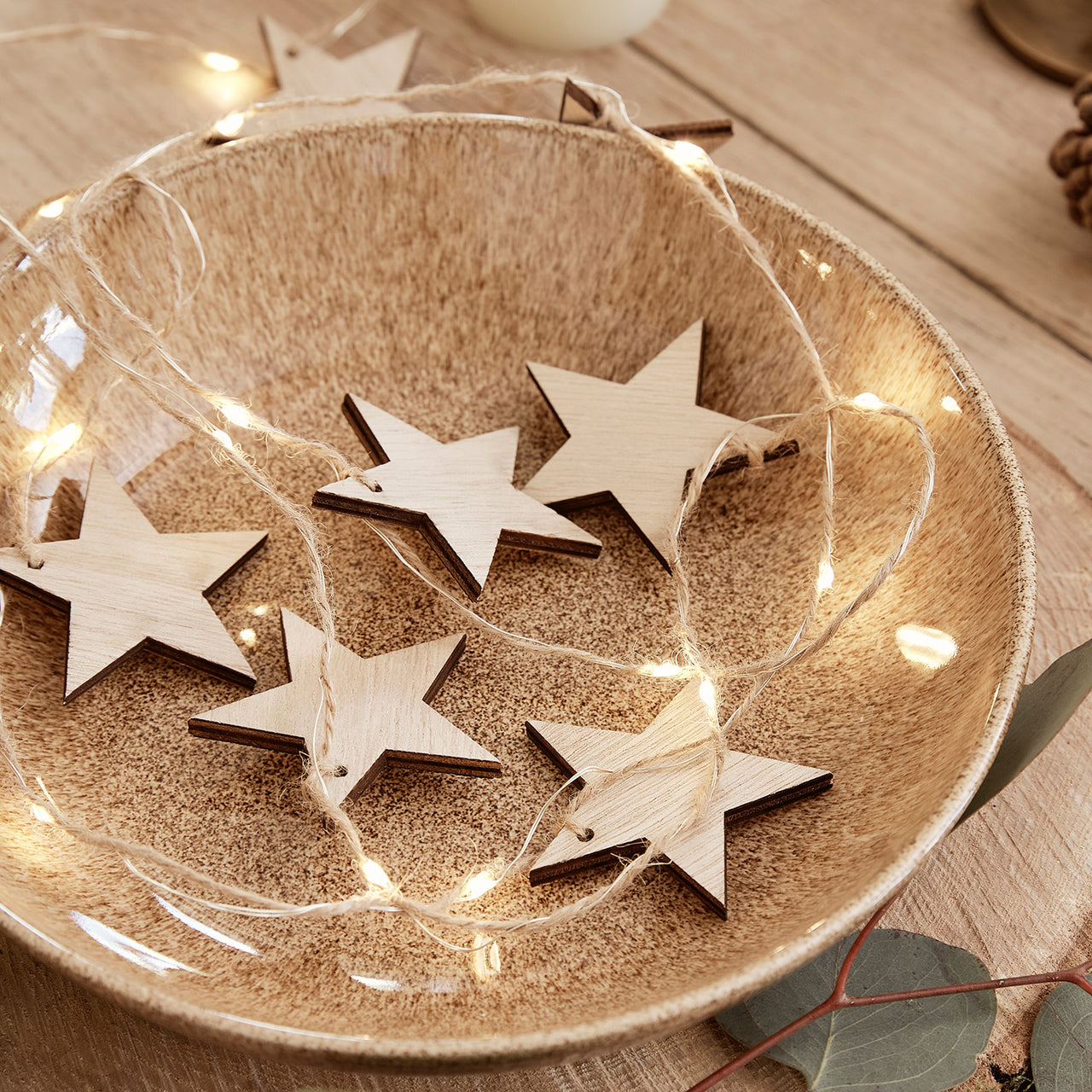 Guirlande Micro LED Étoiles en Bois d'1,80 m