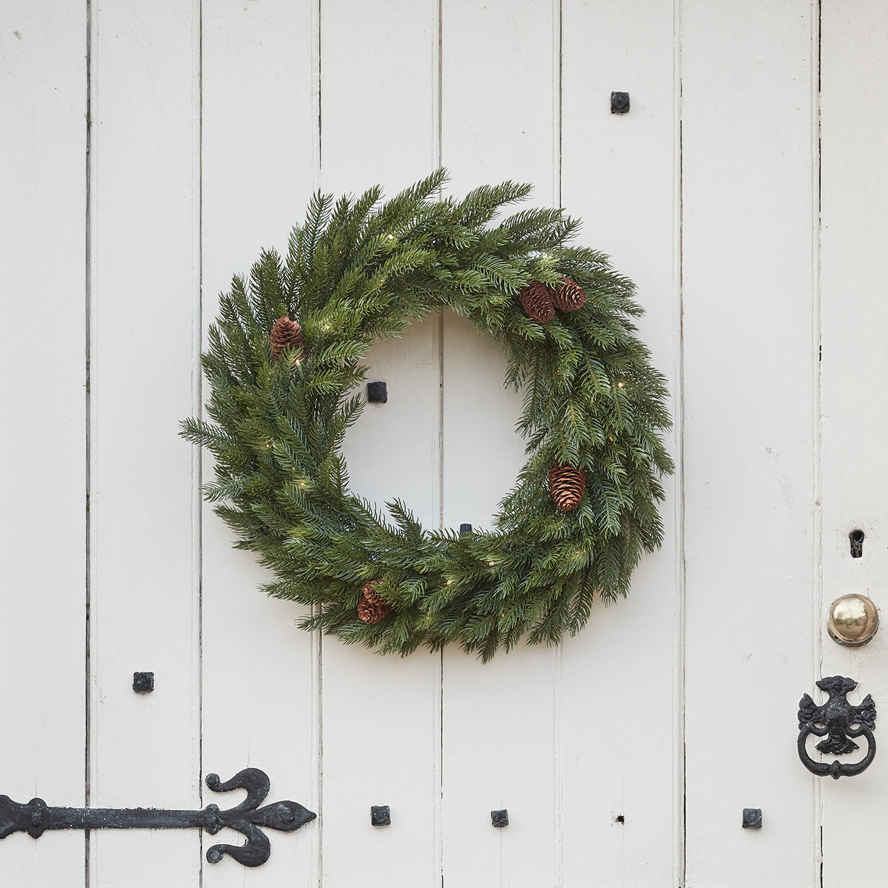 Couronne de Noël Extérieure Pré-illuminée de 60 cm