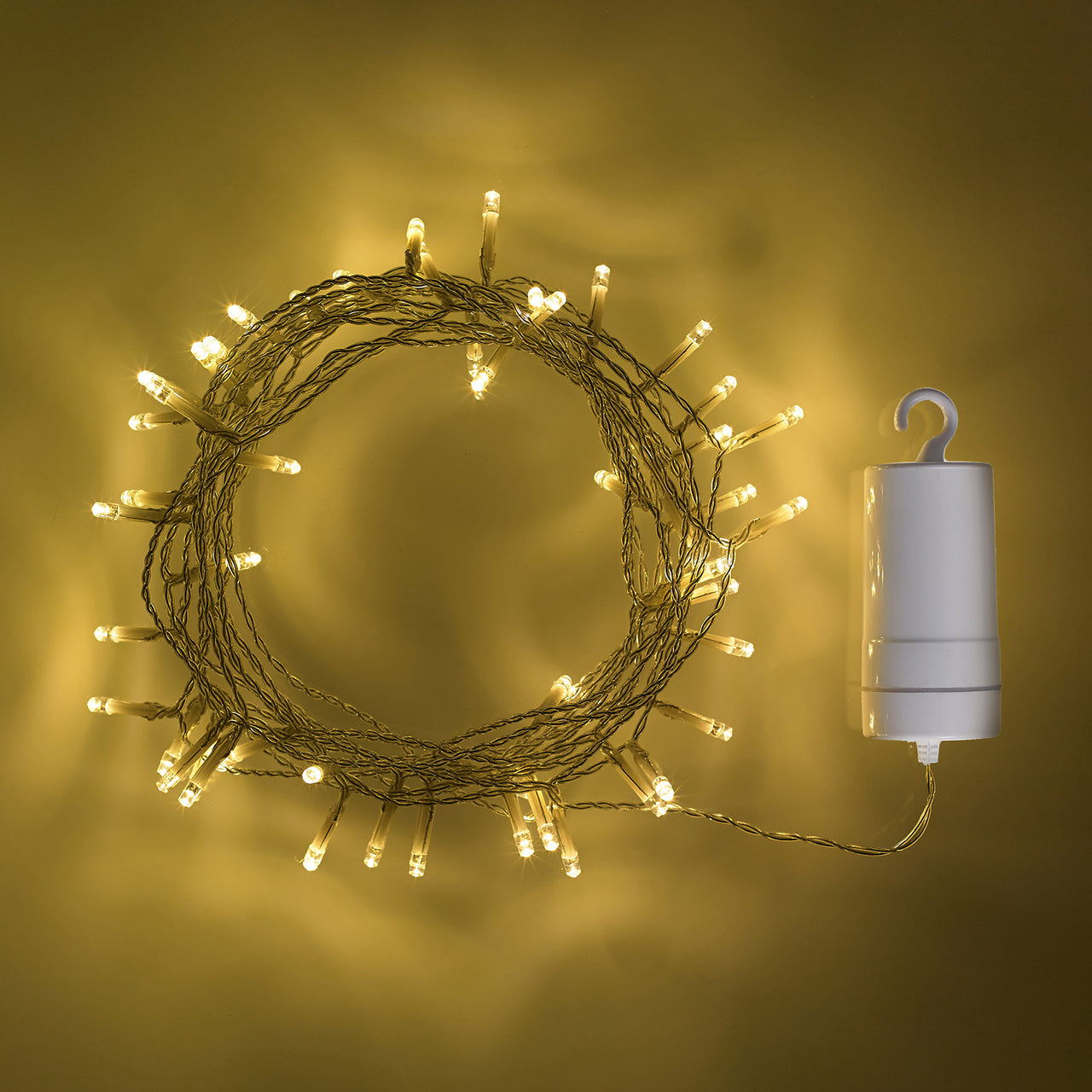 Guirlande Lumineuse à Piles 50 LED Blanc Chaud sur Câble Transparent
