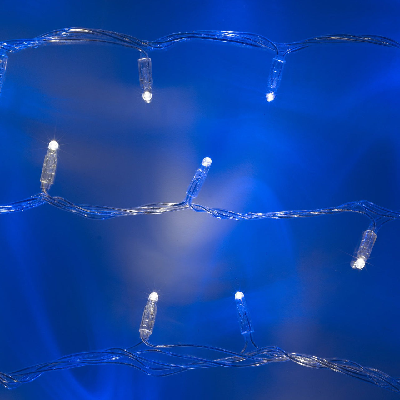 Guirlande Lumineuse 30m 300 LED Bleue et Blanche Câble Transparent Raccordable Série Cœur