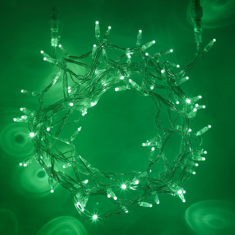 Guirlande Lumineuse Raccordable 100 LED Vertes Câble Transparent 10m