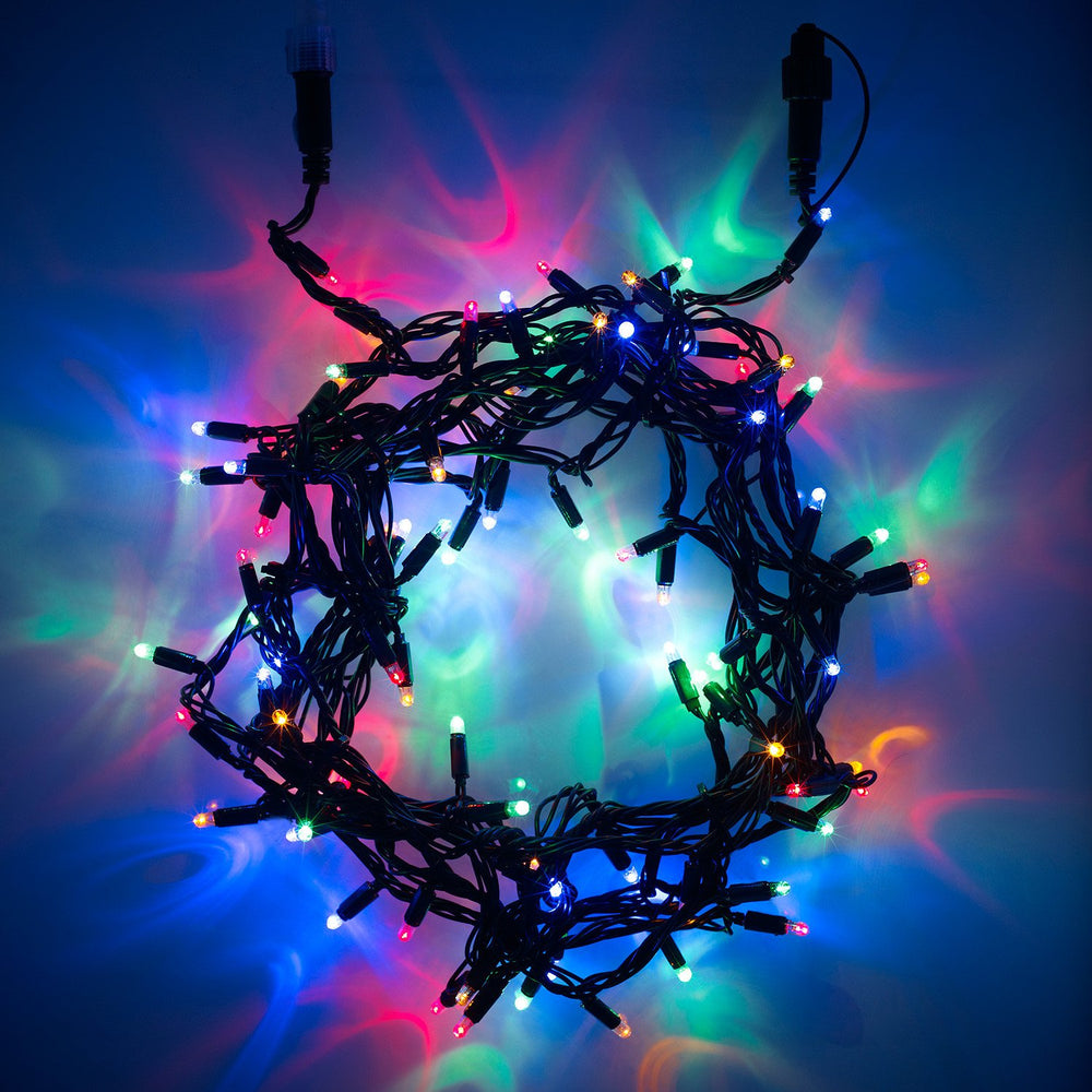 Guirlande Lumineuse 20m 200 LED Multicolore Câble Vert Raccordable Série Cœur