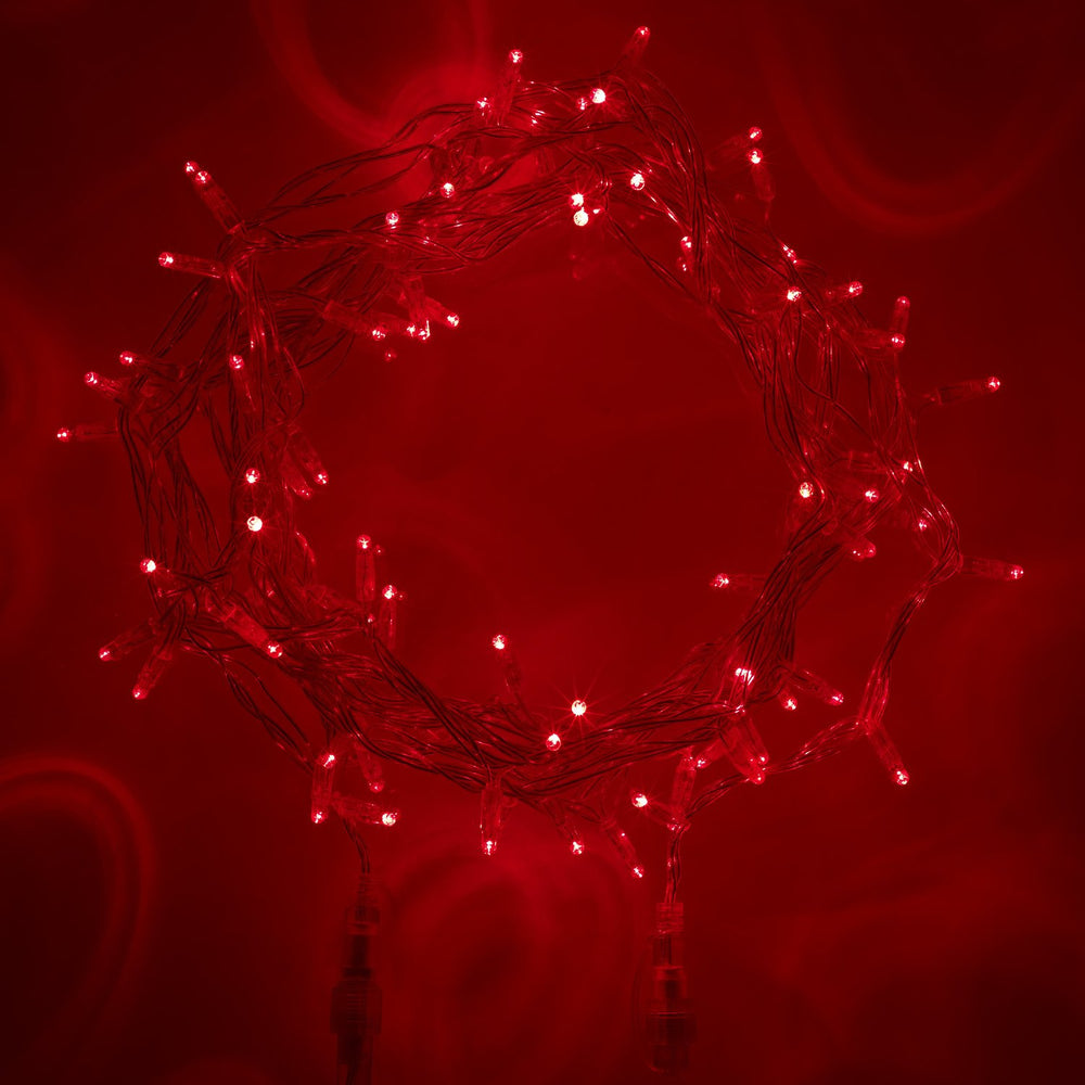 Guirlande Lumineuse 50m 500 LED Rouge Câble Transparent Raccordable Série Cœur