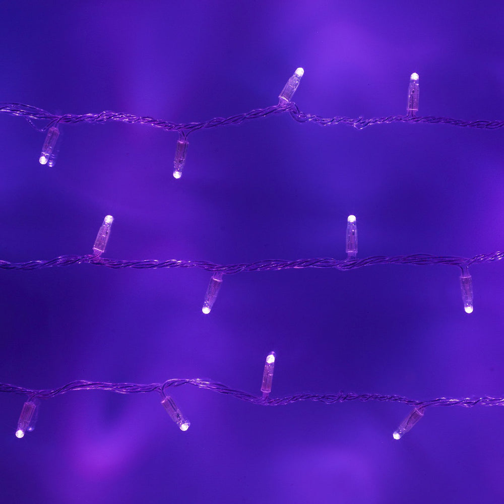 Guirlande Lumineuse 20m 200 LED Violette Câble Transparent Raccordable Série Cœur