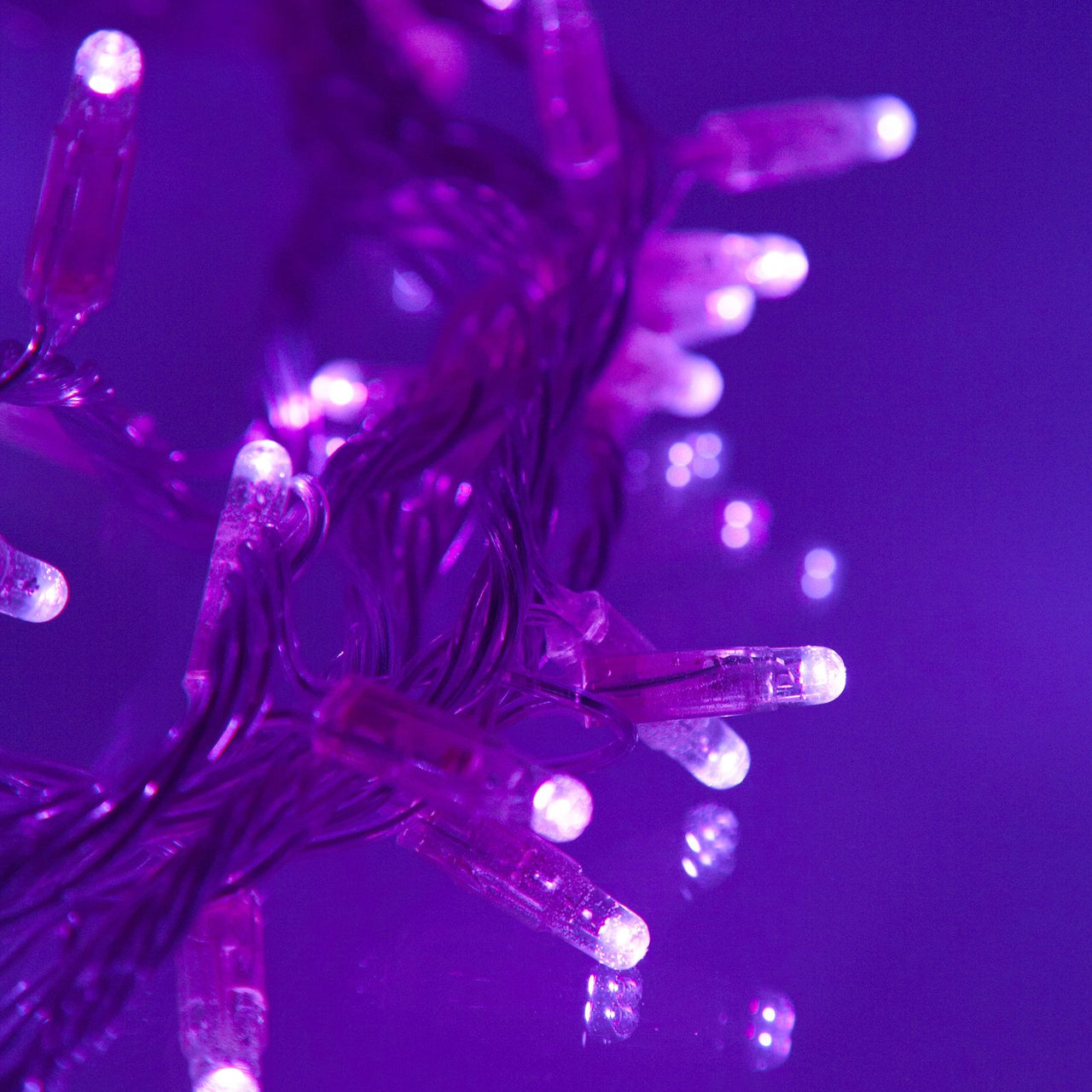 Guirlande Lumineuse 30m 300 LED Violette Câble Transparent Raccordable Série Cœur