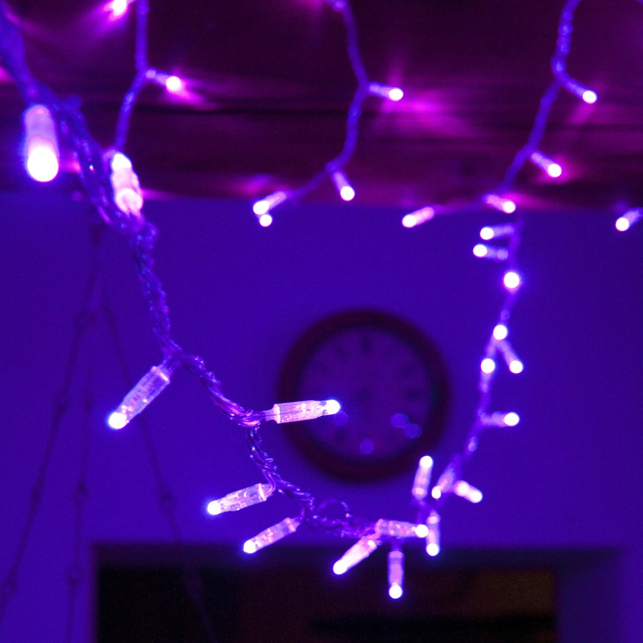 Guirlande Lumineuse 30m 300 LED Violette Câble Transparent Raccordable Série Cœur