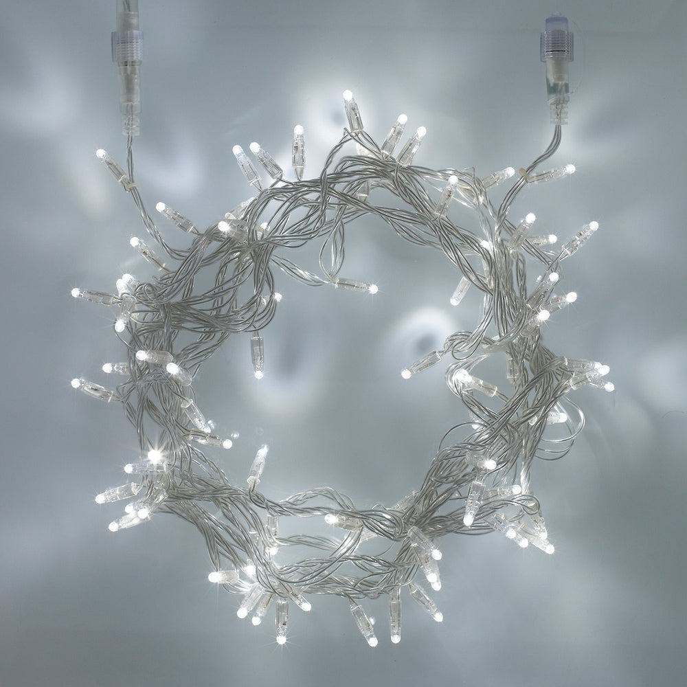 Guirlande Lumineuse 50m 500 LED Blanche Câble Transparent Raccordable Série Cœur