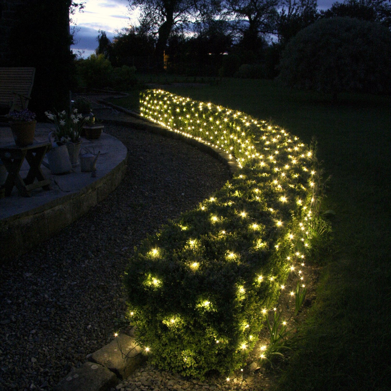 Filet Lumineux 12m x 2m 840 LED Blanc Chaud Câble Vert Raccordable Série Cœur