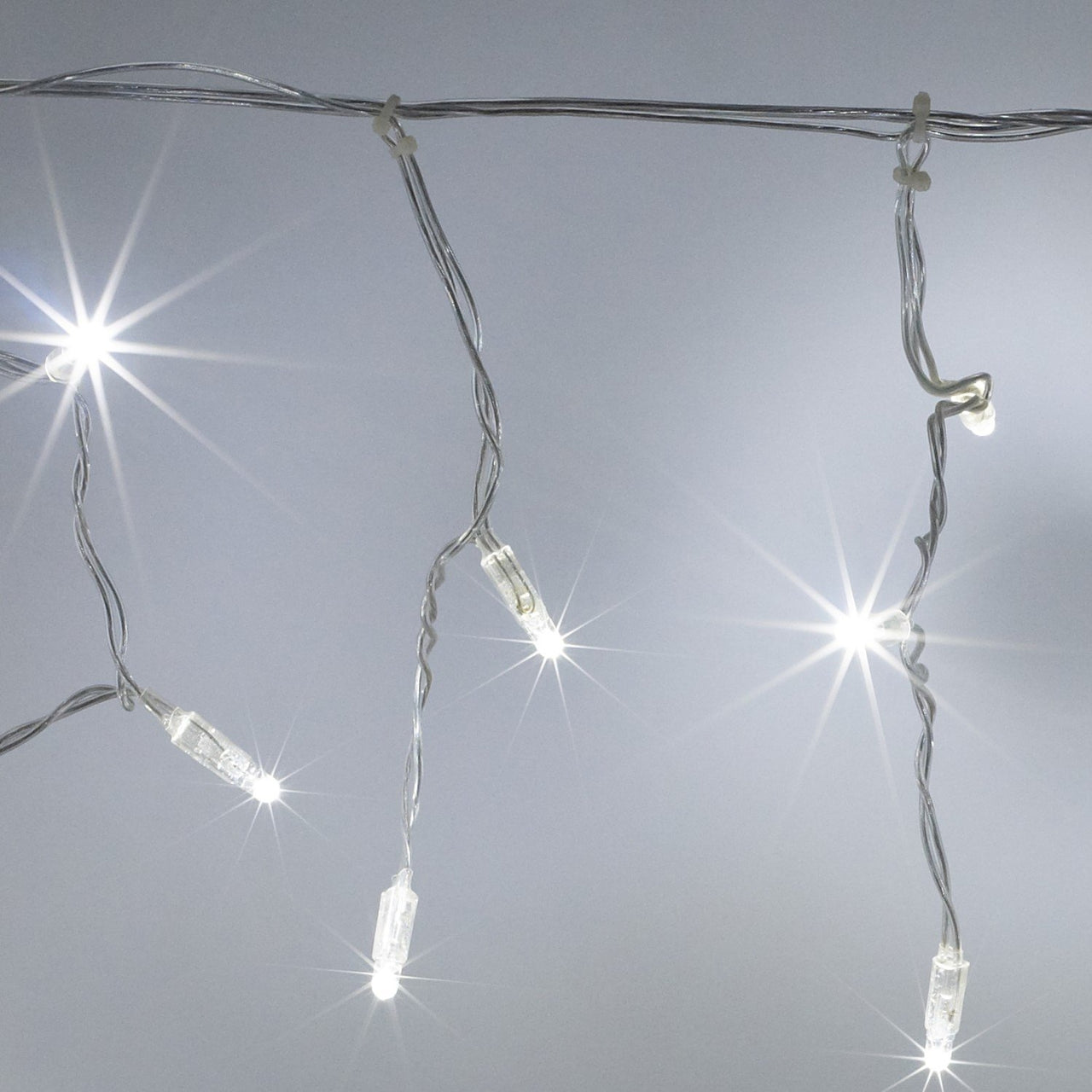 Guirlande Stalactite 14m 448 LED Blanche Câble Transparent Raccordable Série Cœur