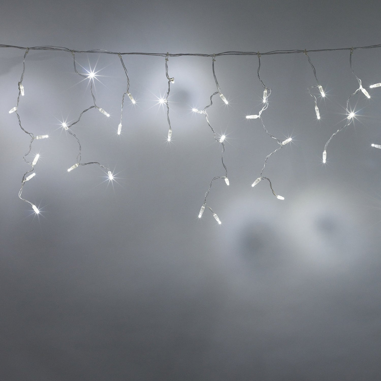 Guirlande Stalactite 14m 448 LED Blanche Câble Transparent Raccordable Série Cœur