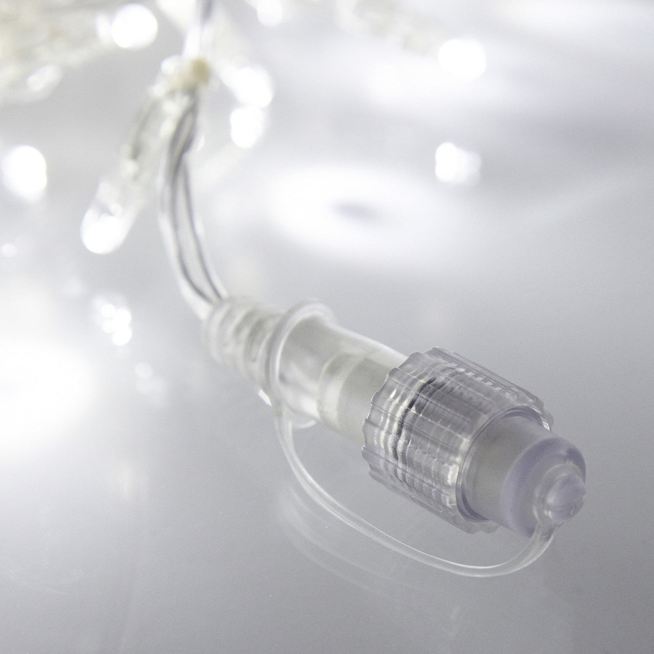 Guirlande Stalactite 14m 448 LED Blanche Câble Transparent Raccordable Série Cœur