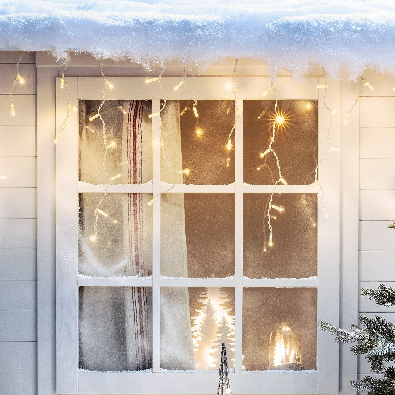 Guirlande Stalactite 26m 832 LED Blanc Chaud Câble Transparent Raccordable Série Cœur