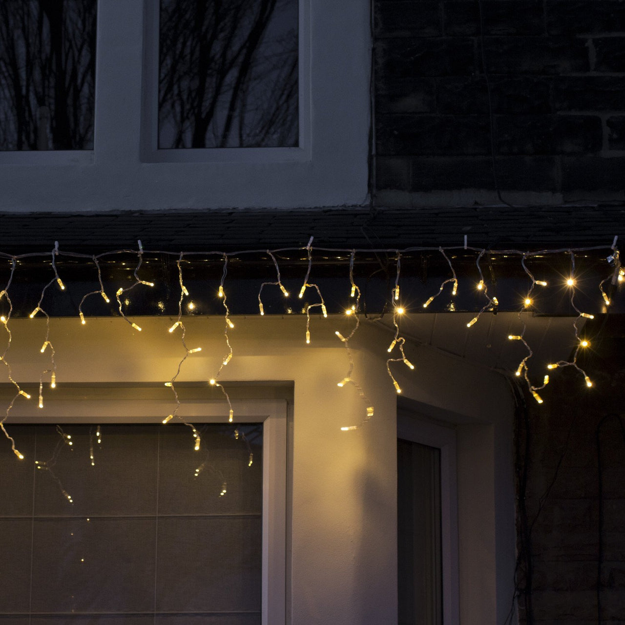 Guirlande Stalactite 26m 832 LED Blanc Chaud Câble Transparent Raccordable Série Cœur