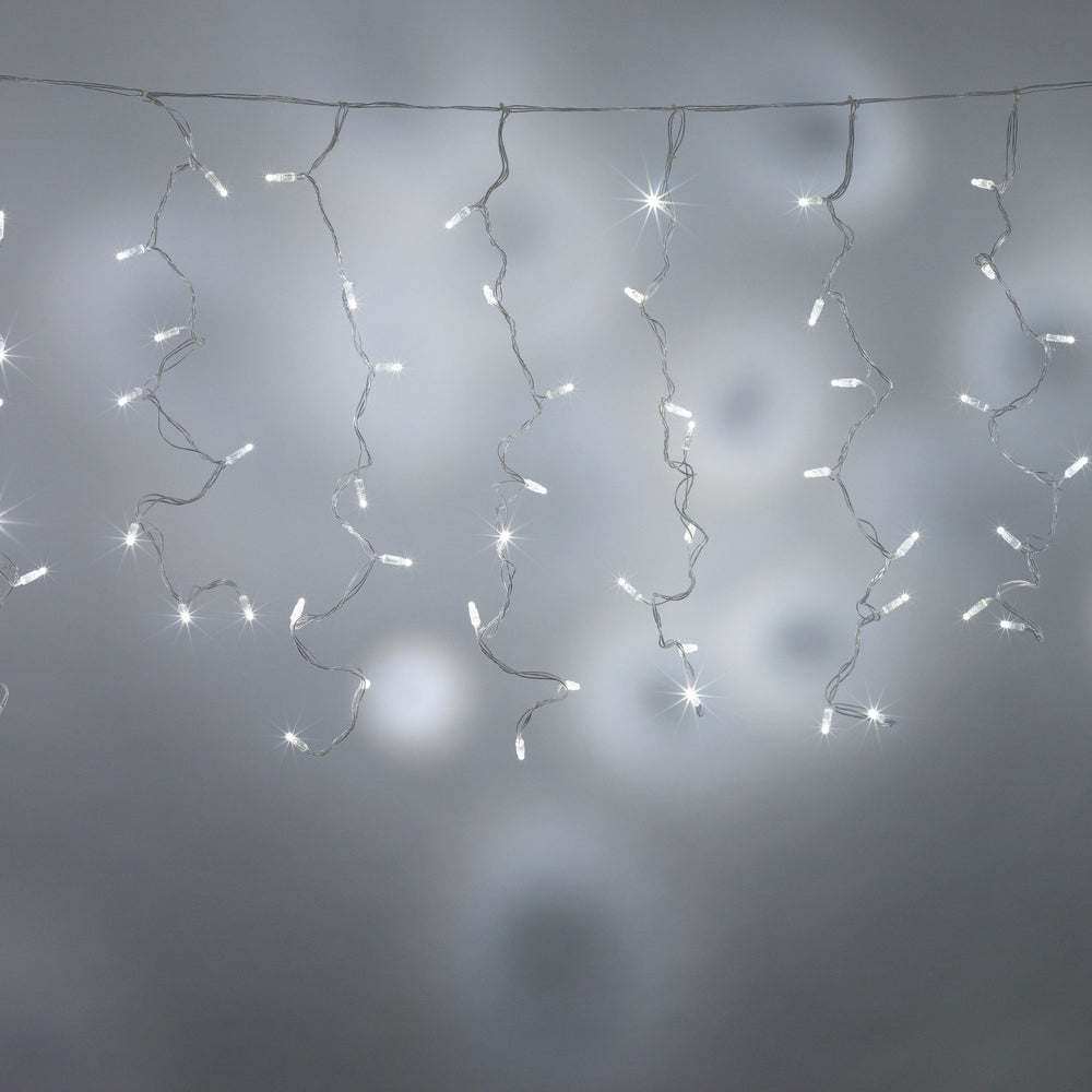 Rideau Lumineux 4m x 1m 192 LED Blanche Câble Transparent Raccordable Série Cœur