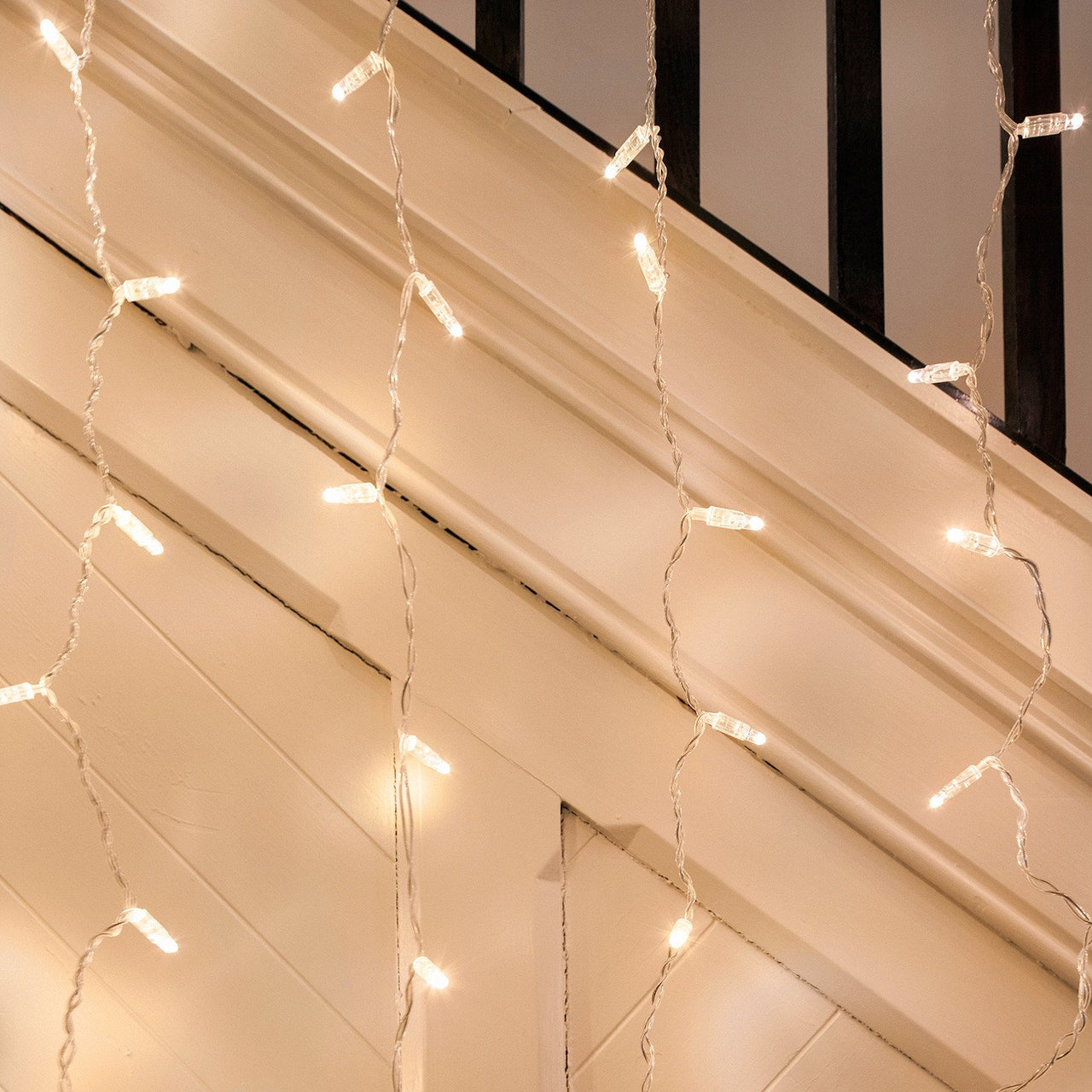 Rideau Lumineux 8m x 1m 384 LED Blanc Chaud Câble Transparent Raccordable Série Cœur