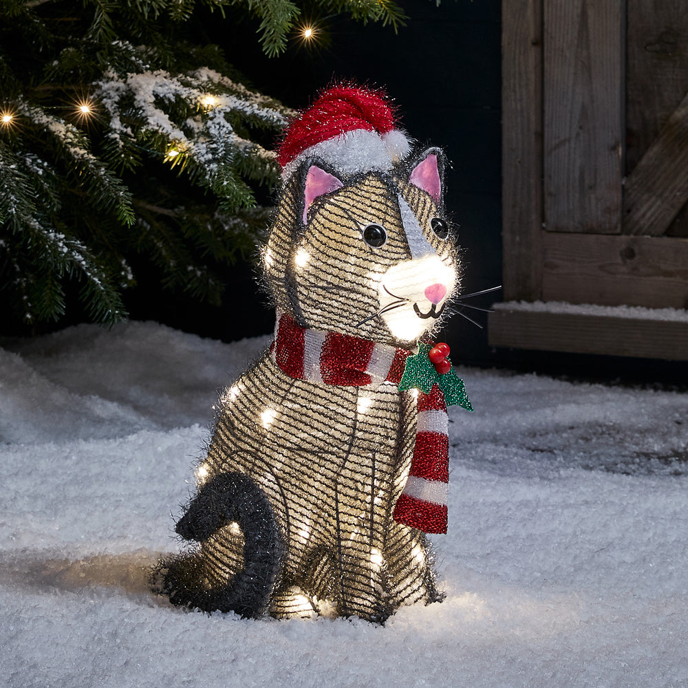 Décoration de Noël Extérieur Chat Lumineux