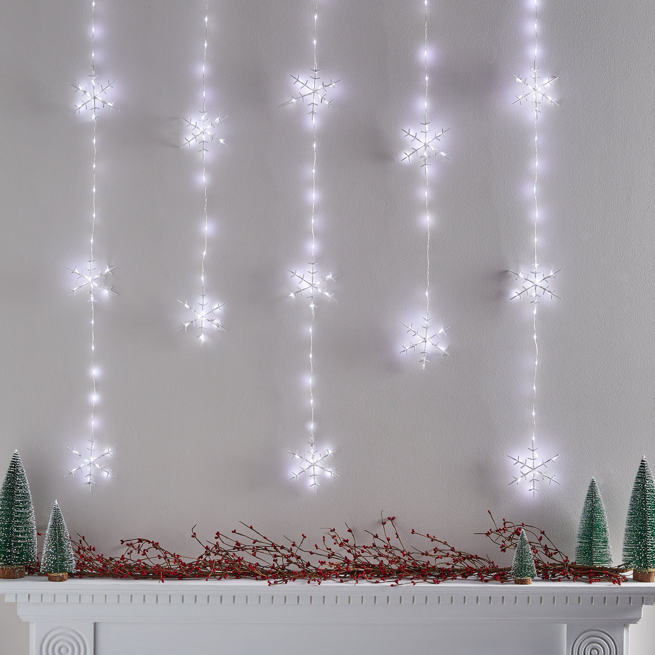 Rideau lumineux de Noël flocons de neige 2 x 1 m, 104 LED