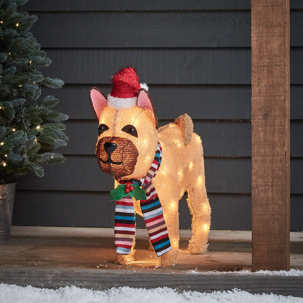 Décoration de Noël Extérieur Bouledogue Lumineux