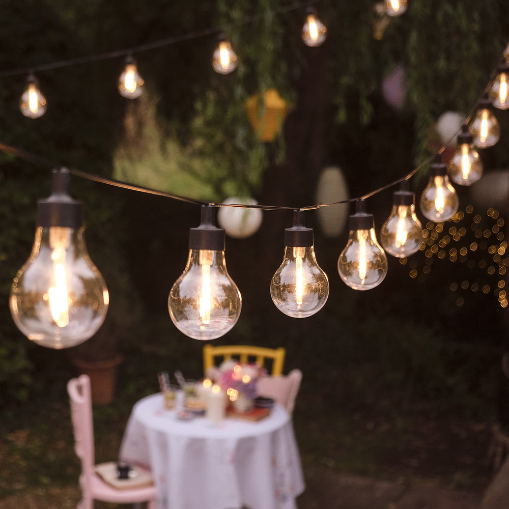 Guirlande Guinguette Vintage à 20 Ampoules LED Blanc Chaud