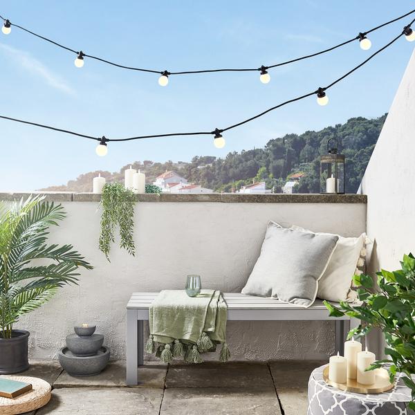 Guirlande Guinguette Pro Connect 120m 240 LED Blanc Chaud Câble Noir Raccordable