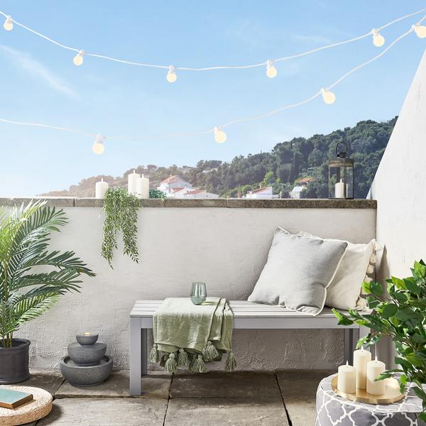Guirlande Guinguette Pro Connect 35m 70 LED Blanc Chaud Câble Blanc Raccordable
